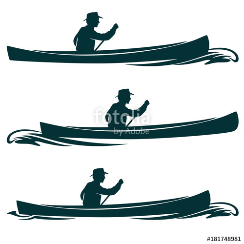 500x500 Man In Canoe Boat Side View Vector Design Set Stock Image
