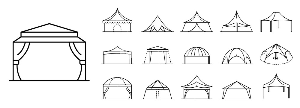 1000x361 Canopy Icon Set Outline Set Of Canopy Vector Icons For Web Design