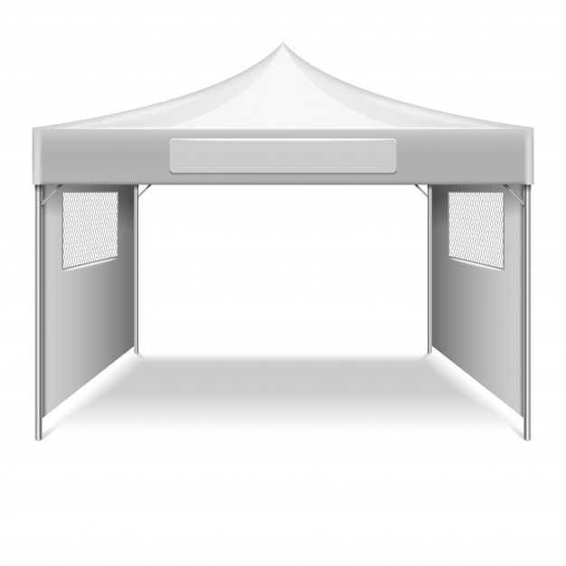 626x626 White Empty Folding Tent, Marquee Vector Template Mockup Shelter