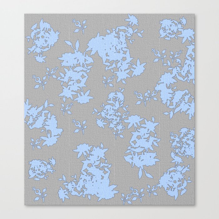 700x700 Pale Blue Floral Pattern On Medium Grey Burlap Texture Vector Art