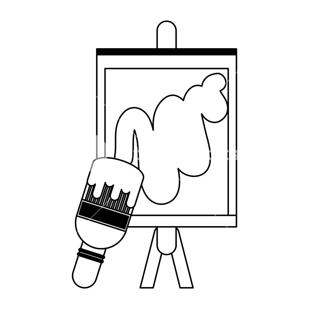 1000x1000 Drawing And Painting Canvas With Paint Brush Vector Illustration