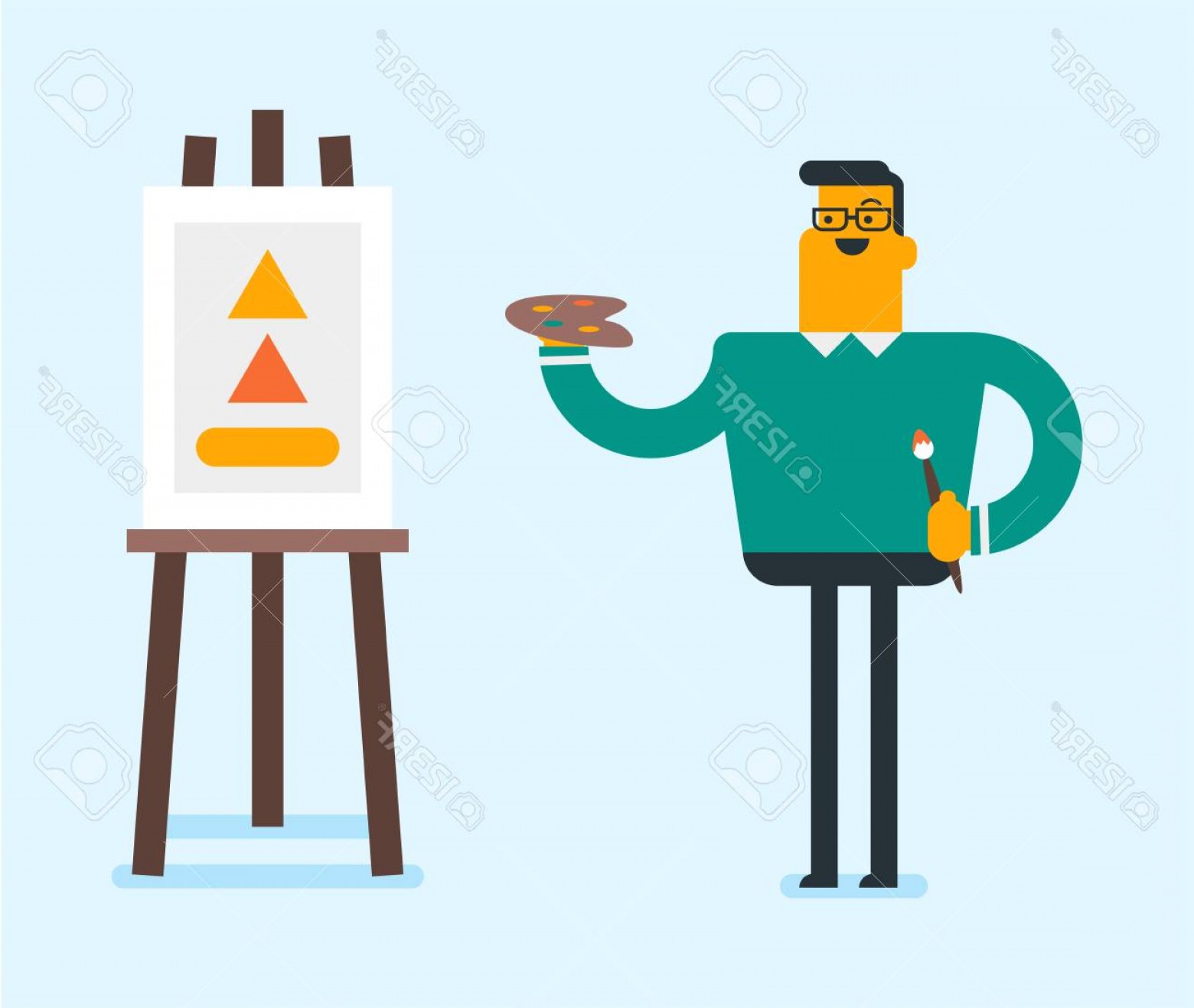 1560x1318 Photostock Vector Young Caucasian White Man Painting A Picture