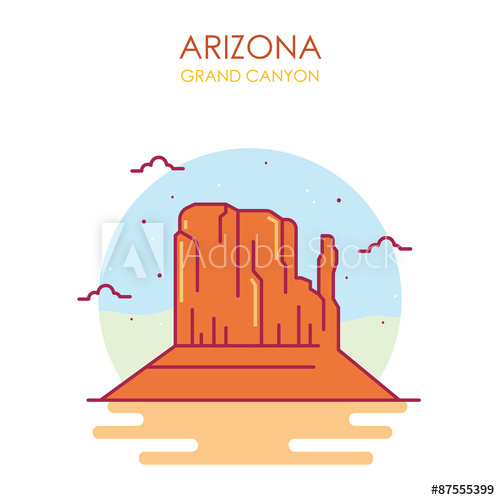 500x500 Grand Canyon Vector Illustration, Arizona Us