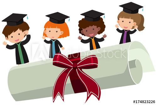 500x335 Kids With Graduation Gown And Roll Diploma