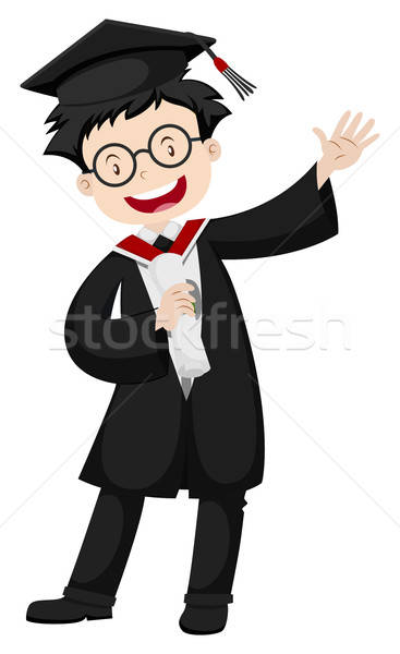 367x600 Man In Graduation Gown And Cap Vector Illustration Daniel Cole
