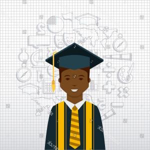 300x300 Photostock Vector Graduate Man In Cap And Gown Isometric Icon