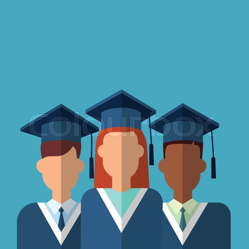 800x800 Student Group Graduation Gown Cap Flat Stock Vector Colourbox