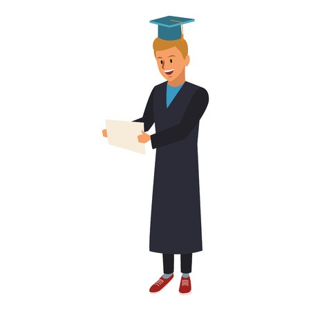 450x450 Young Man Student With Graduation Gown Vector Illustration Graphic