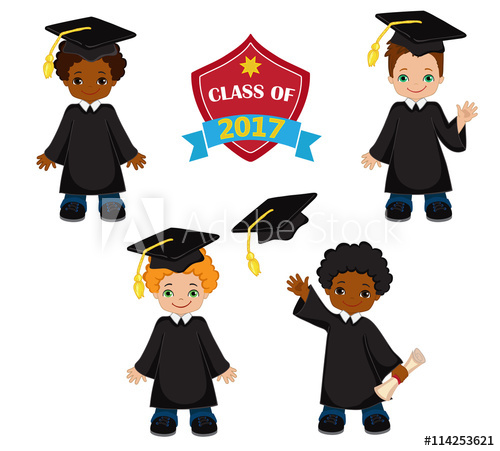 500x451 Boys Set Of Children In A Graduation Gown And Mortarboard
