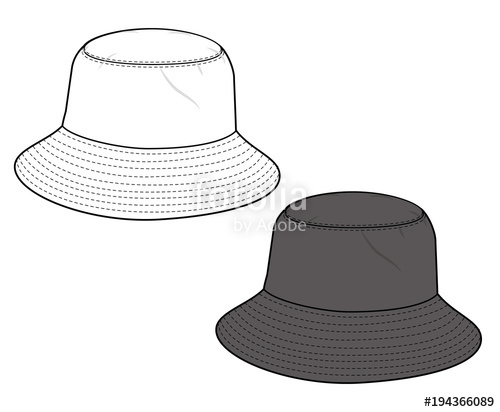 500x412 Bucket Hat Fashion Flat Technical Drawing Vector Template Stock