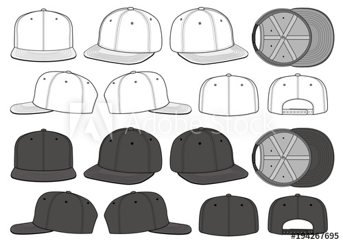 500x354 Snapback Cap Fashion Flat Technical Drawing Template