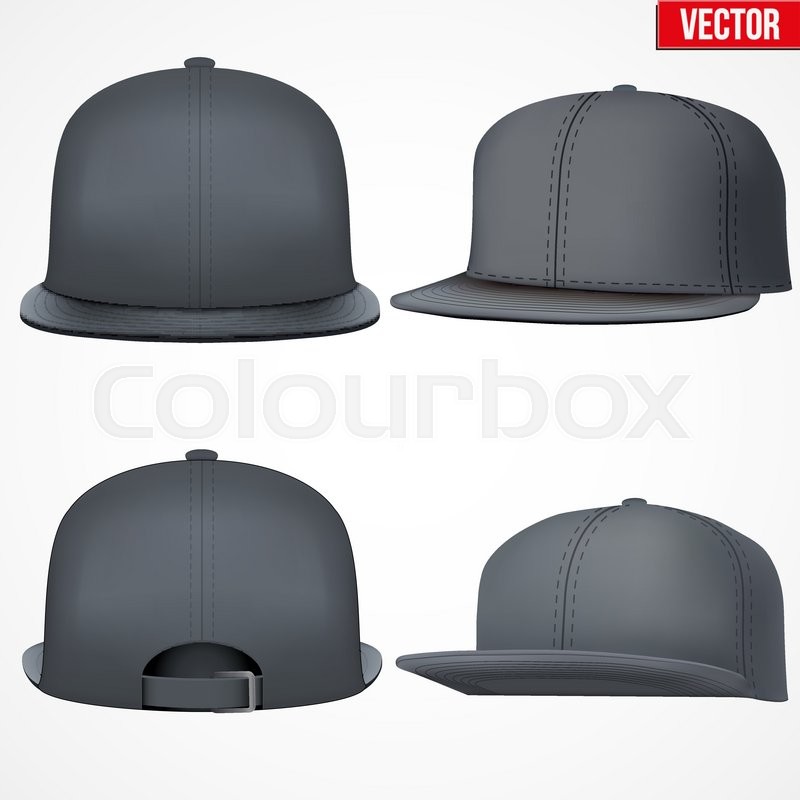 800x800 Set Of Layout Of Male Black Rap Cap A Stock Vector Colourbox