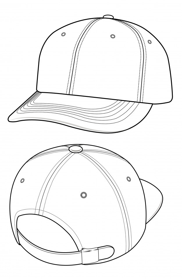 626x959 Baseball Cap Set Fashion Flat Technical Drawing Vector Template