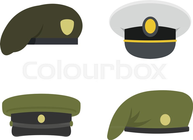 800x581 Military Cap Icon Set Flat Set Of Stock Vector Colourbox
