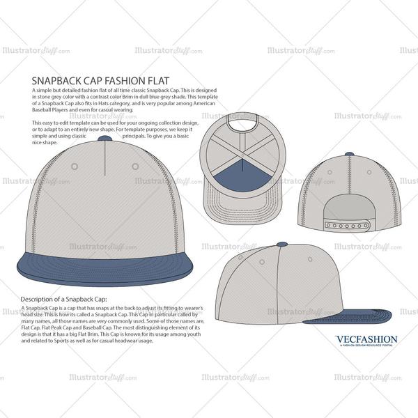 600x600 Snapback Cap Vector Fashion Flat Templates For Fashion