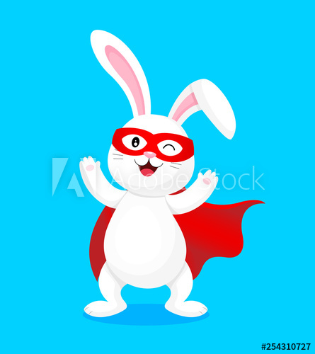 445x500 Funny Cartoon, Super Hero Rabbit Character Cute Bunny In Funny