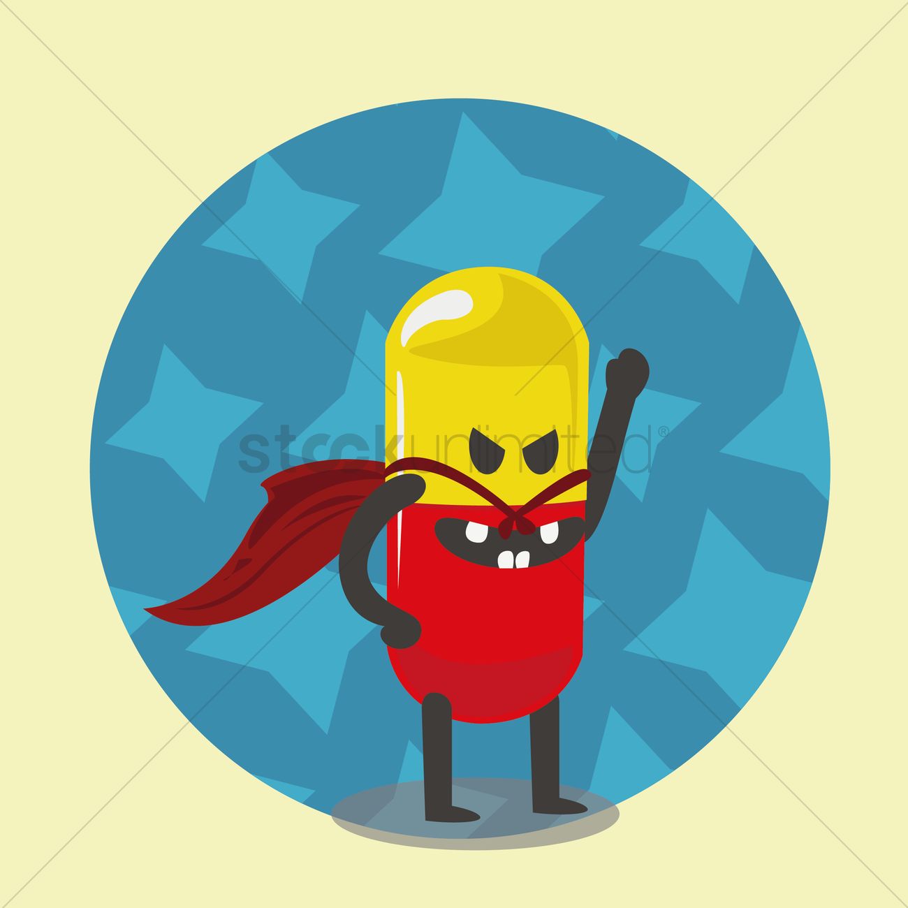 1300x1300 Superhero Pill Cartoon With Cape Vector Image