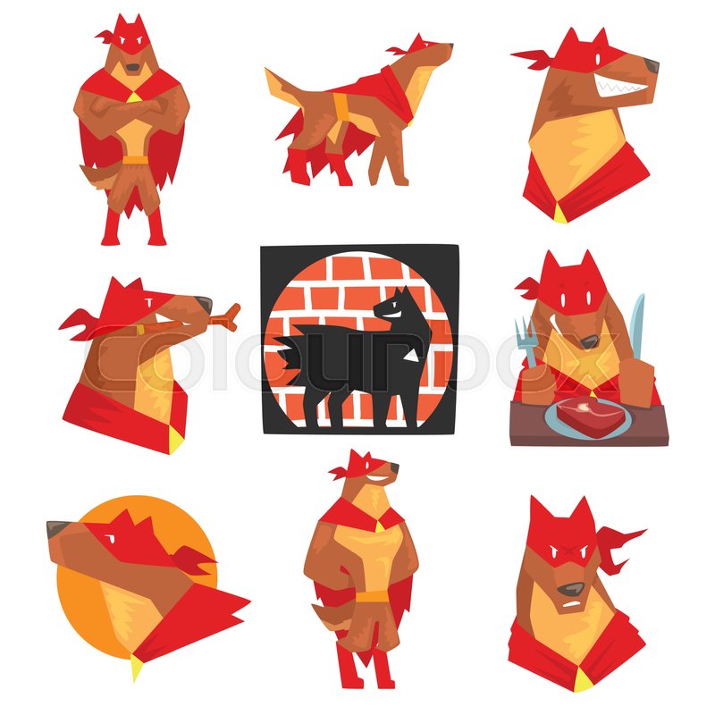 800x800 Dog Superhero Character In Action Set, Stock Vector Colourbox