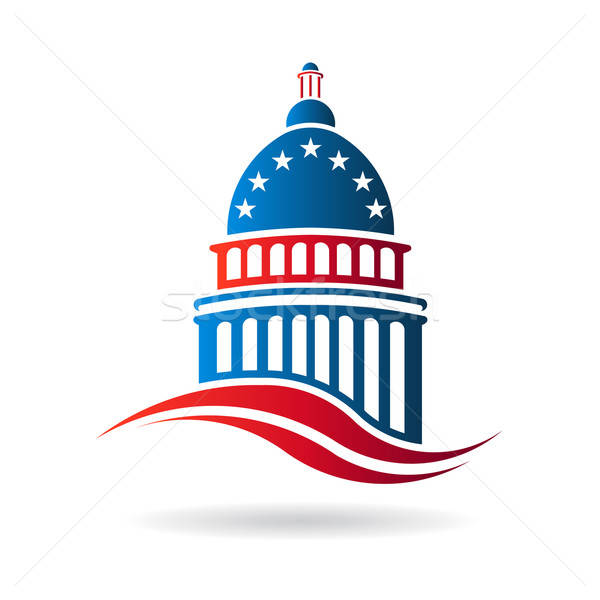 600x600 Capitol Building In Red White And Blue Vector Illustration
