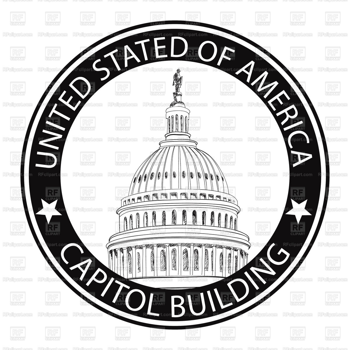 1200x1200 Sticker With Capitol Building, Washington Dc