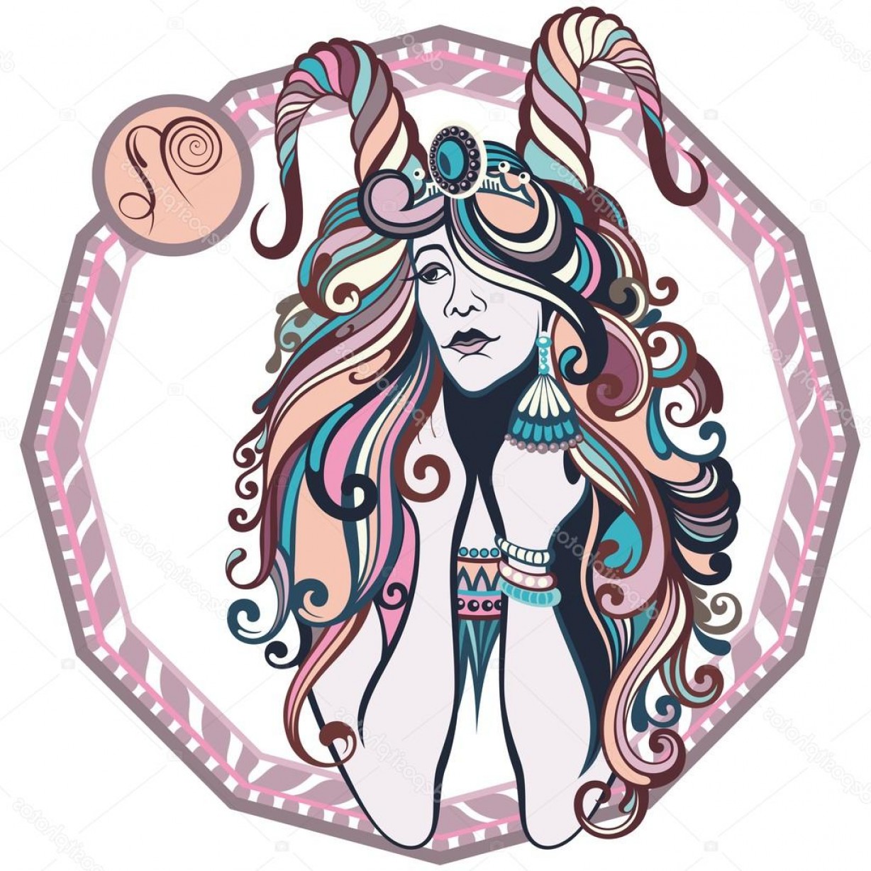 1228x1228 Stock Illustration Zodiac Signs Capricorn Vector Illustration