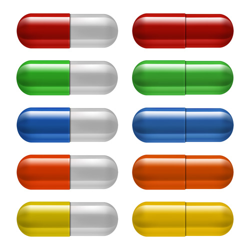 500x500 Colored Capsule Vector Set Free Download