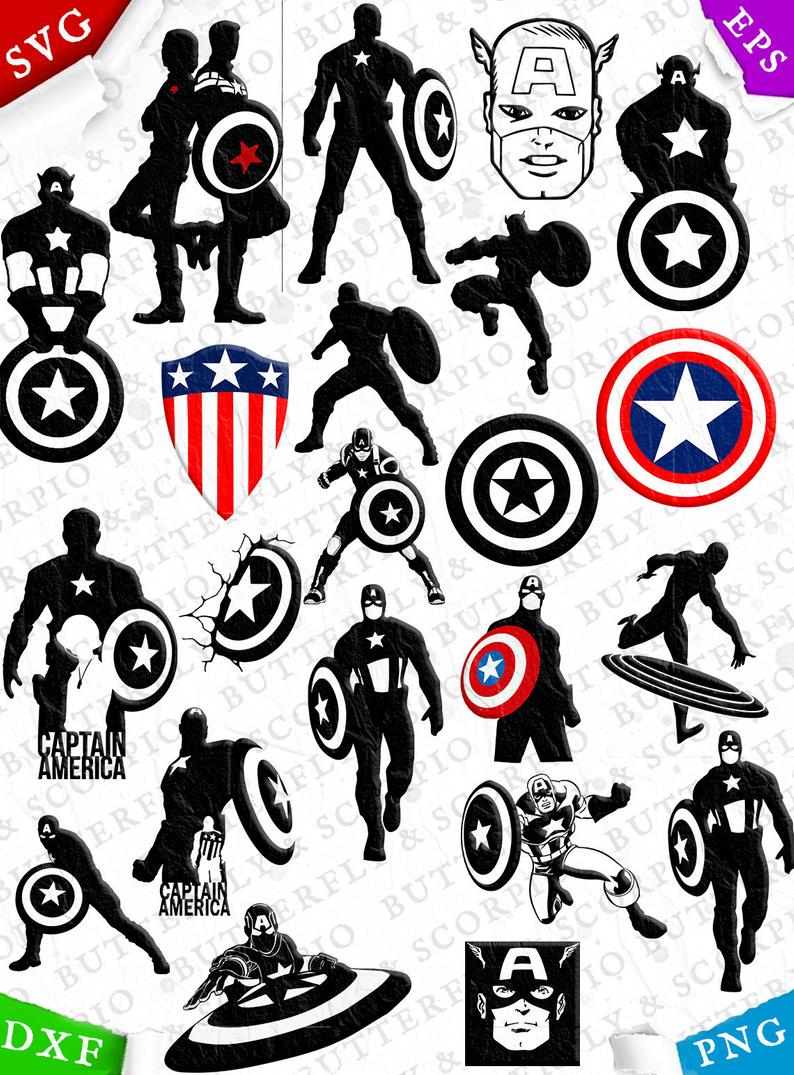 794x1075 Captain America Dxf Captain America For Silhouette Etsy