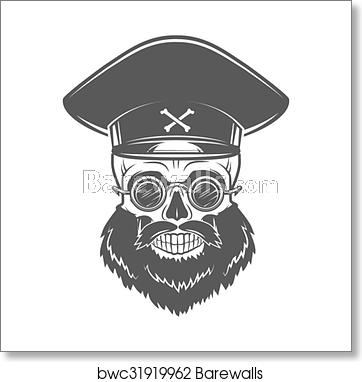 362x382 Bearded Skull With Captain Cap And Goggles Dead Crazy Tyrant Logo