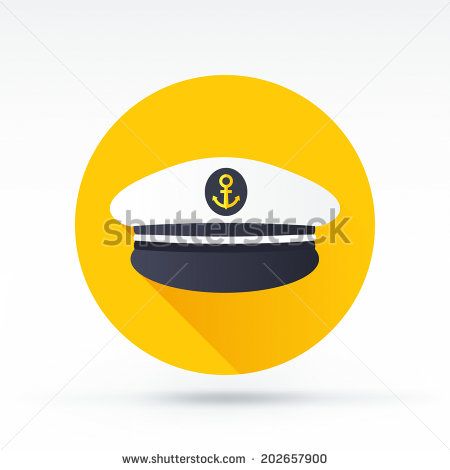450x470 Flat Style With Long Shadows, Captain Cap Vector Icon Illustration