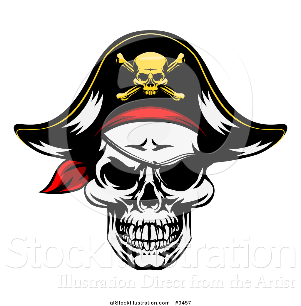 1024x1044 Vector Illustration Of A Pirate Skull Wearing A Patch And Captain