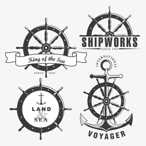 490x490 Ship Wheel Badge Set Vector