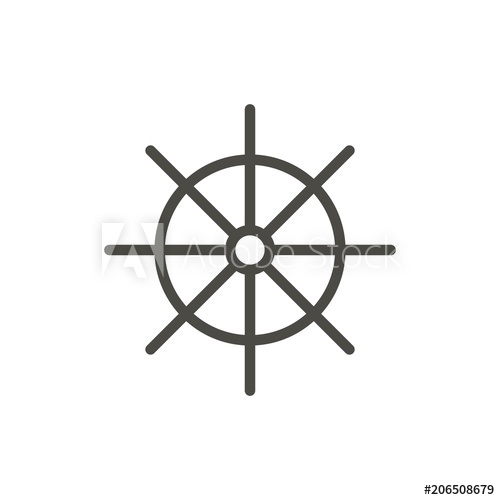500x500 Ship Wheel Icon Vector Line Symbol Isolated Trendy Flat Outline