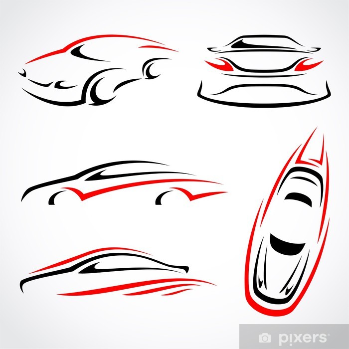 700x700 Cars Abstract Set Vector Sticker
