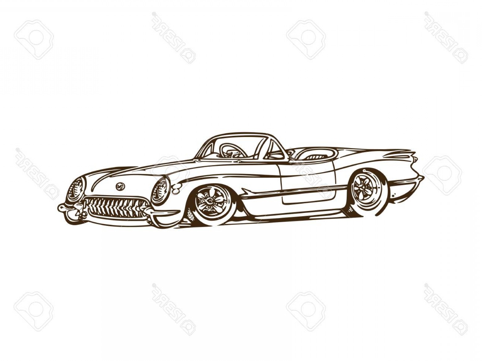 1560x1170 Photostock Vector Vintage Muscle Cars Inspired Cartoon Sketch