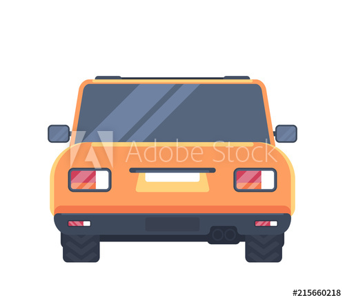 500x435 Car Back View Vector Illustation Isolated On White