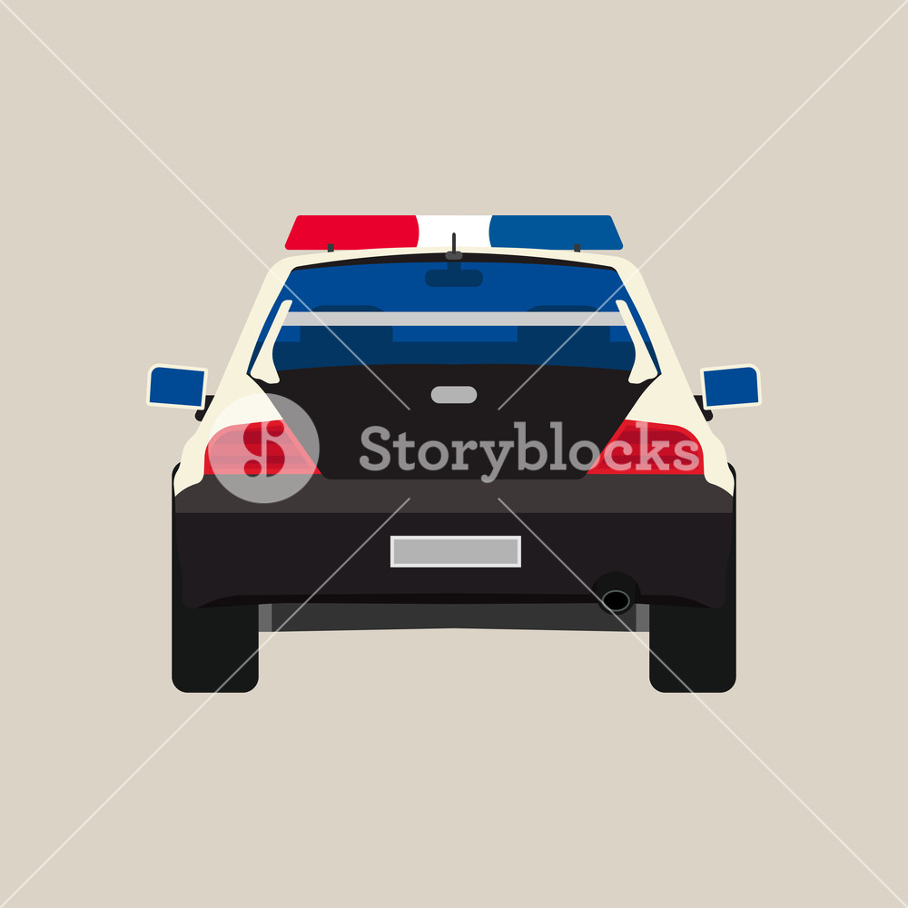 1000x1000 Police Car Back View Vector Flat Icon Vehicle Cop Isolated Black