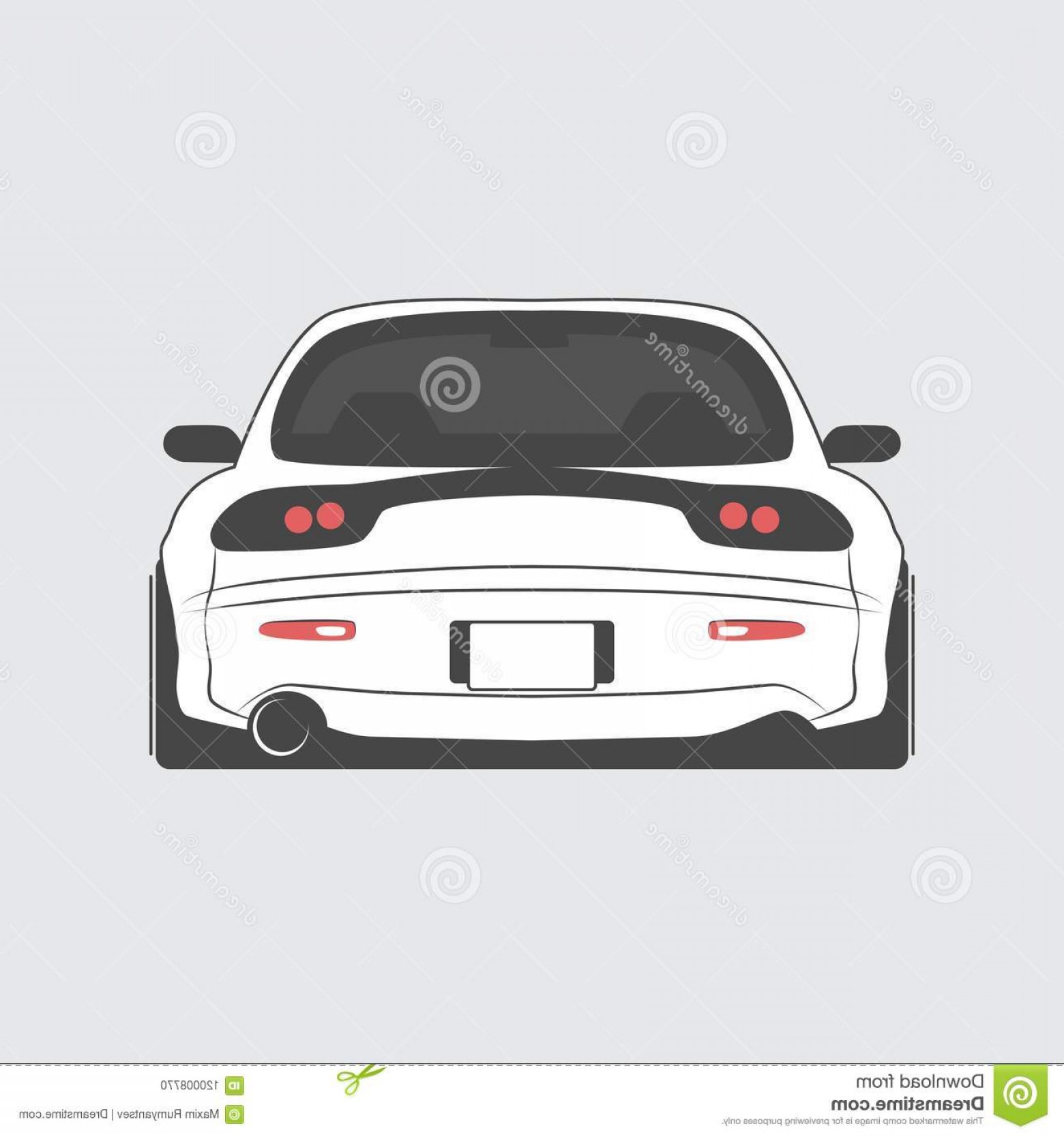1560x1668 Japan Tuned Car Isolated Back View Vector Illustration Japan