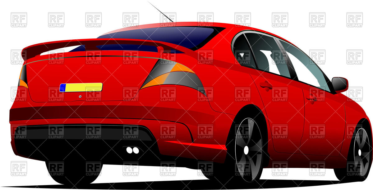 1200x613 Back View Of Red Car Sedan Vector Image Of Transportation