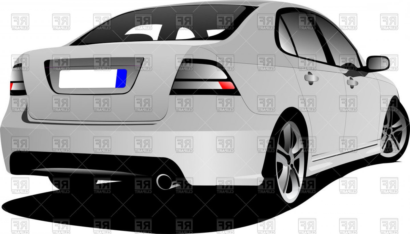 1440x823 Rear View Of White Sedan Cars Back Vector Clipart Soidergi