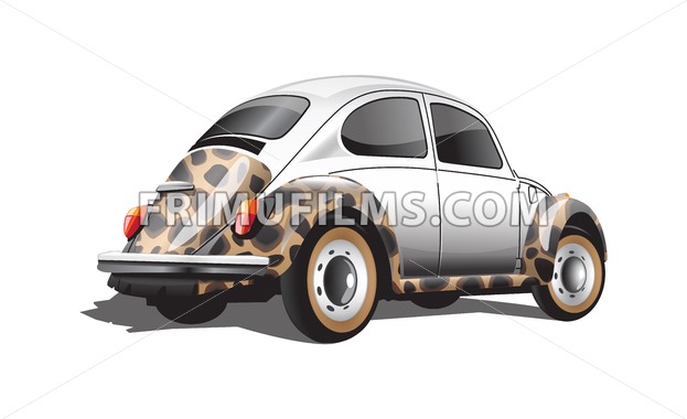 623x380 Digital Vector Colored Retro Realistic Car, Back View Frimufilms