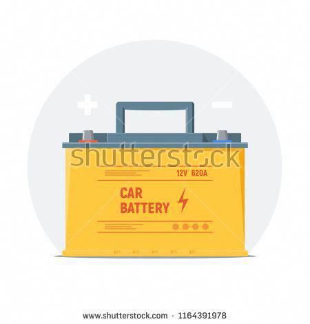 450x470 Car Battery Icon Isolated Yellow Battery With Plus And Minus