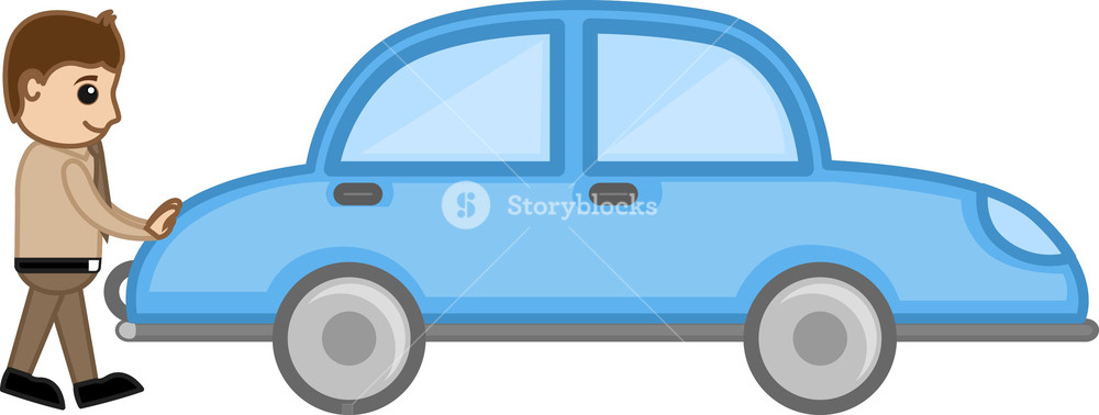 Cartoon Man Pushing The Car Vector Royalty Free Stock Image 1000x378 Cartoon Man Pushing The Car Vector Royalty Free Stock Image