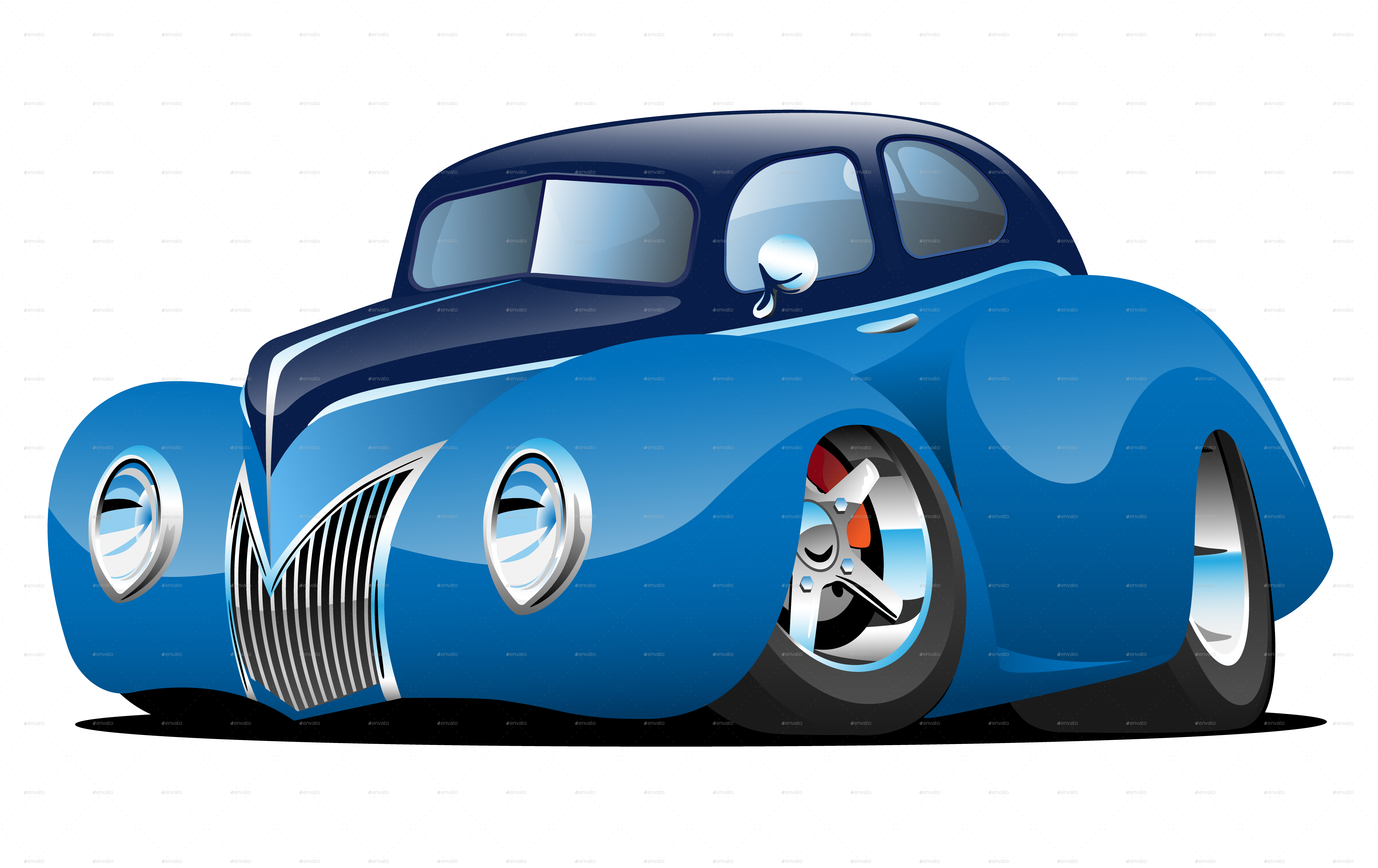 Classic Street Rod Coupe Custom Car Cartoon Vector Illustration 6000x3780 Classic Street Rod Coupe Custom Car Cartoon Vector Illustration