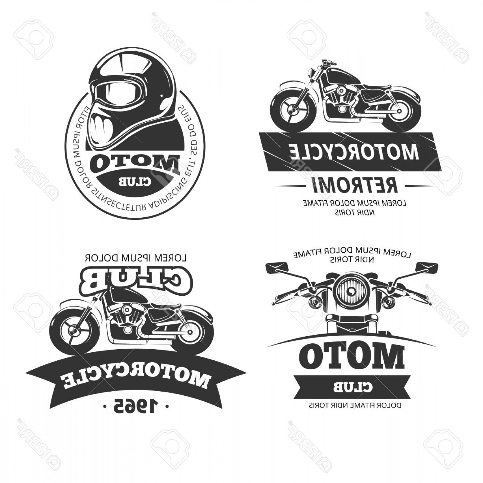 1558x1560 Photostock Vector Retro Motor Club Logos Motorcycle Or Biker Club