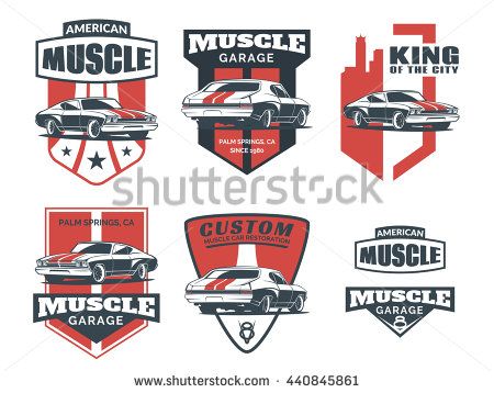 450x358 Set Of Classic Muscle Car Logo, Emblems, Badges And Icons Isolated