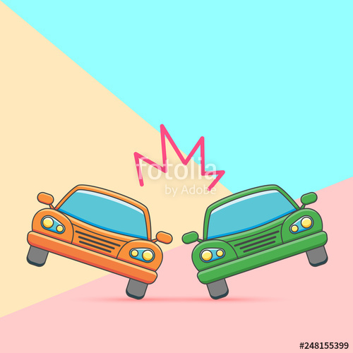 500x500 Flat Minimal Graphic Image Concept Of Car Crash Vector