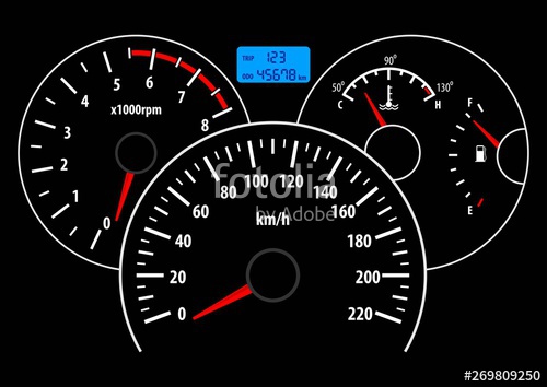 Car Dashboard With Speedometer, Tachometer, Fuel And Temperature 500x354 Car Dashboard With Speedometer, Tachometer, Fuel And Temperature