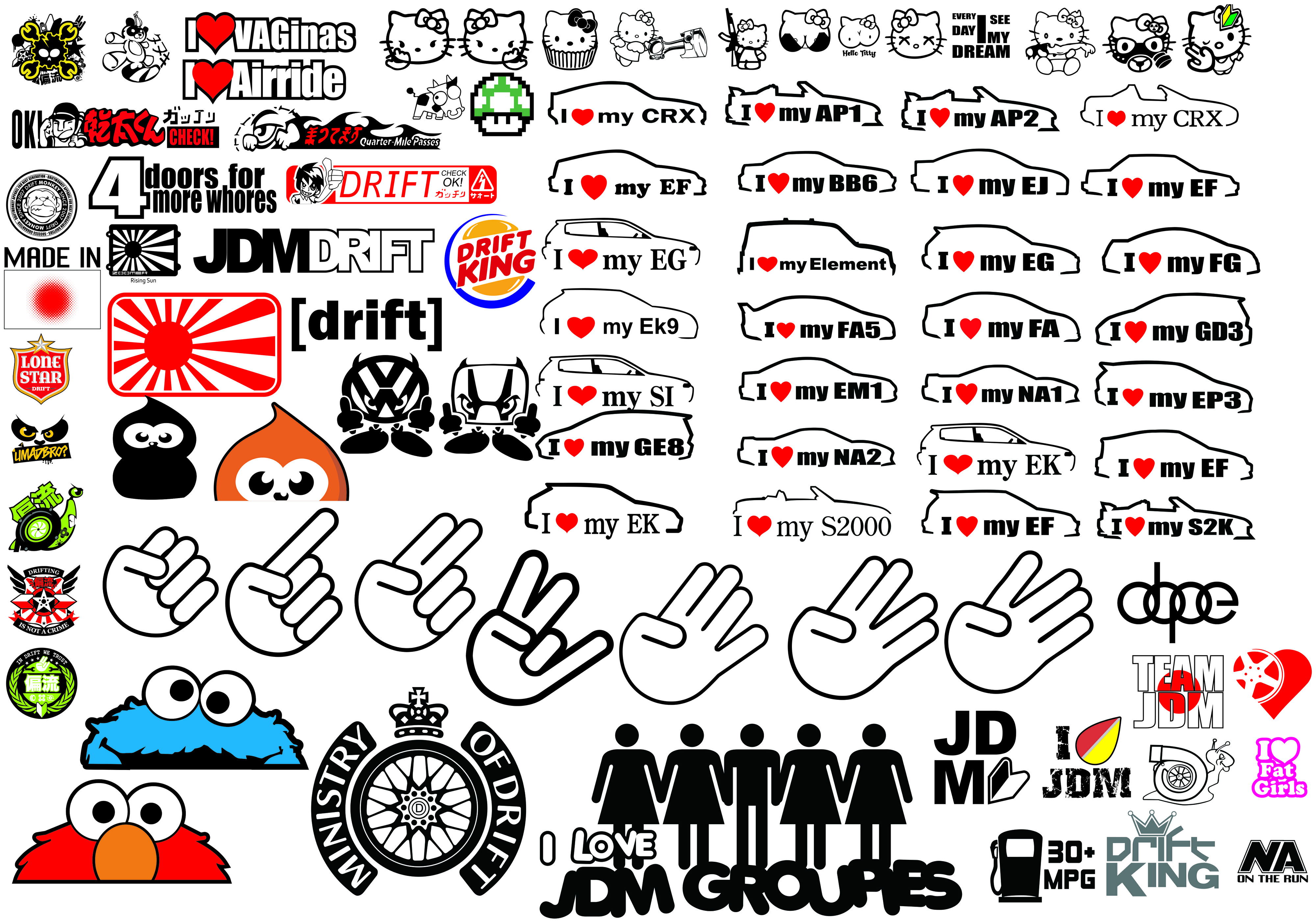 4000x2799 Jdm Funny Car Decal Vector Collection To + Bonus V