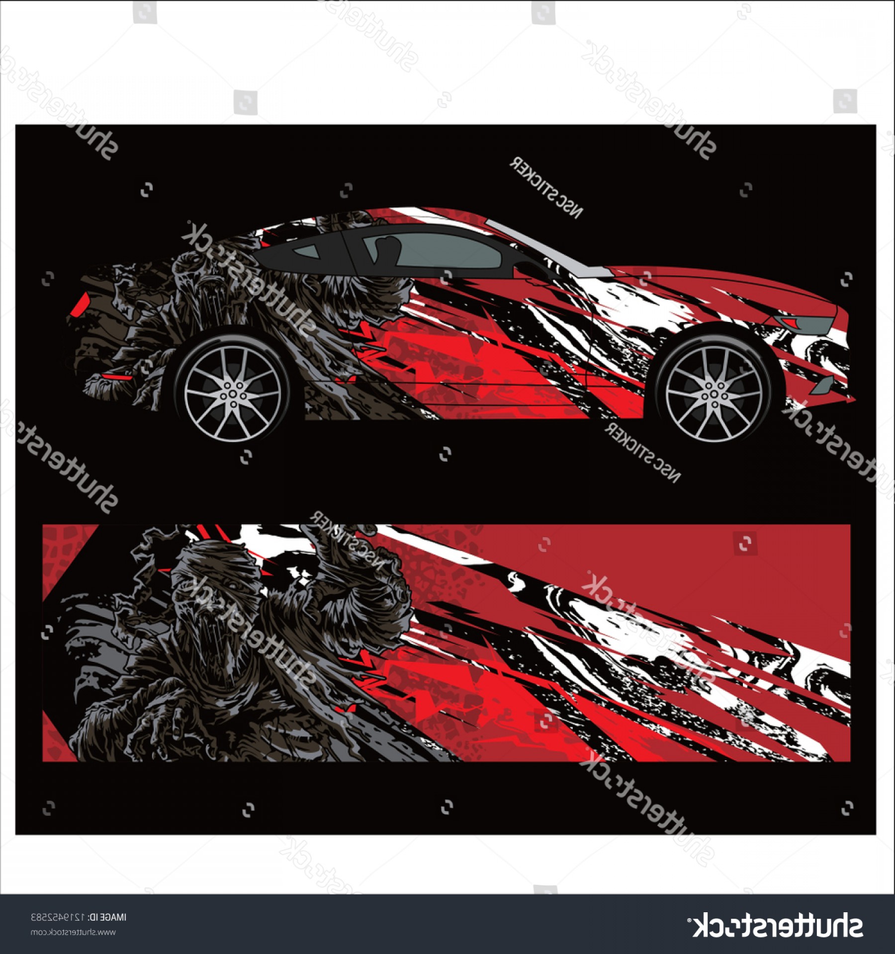 1800x1920 Car Decal Vector Graphic Abstract Skull Studiogrfx