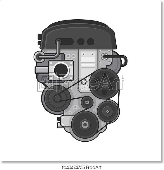 561x581 Free Art Print Of Car Engine Concept On White Background Vector